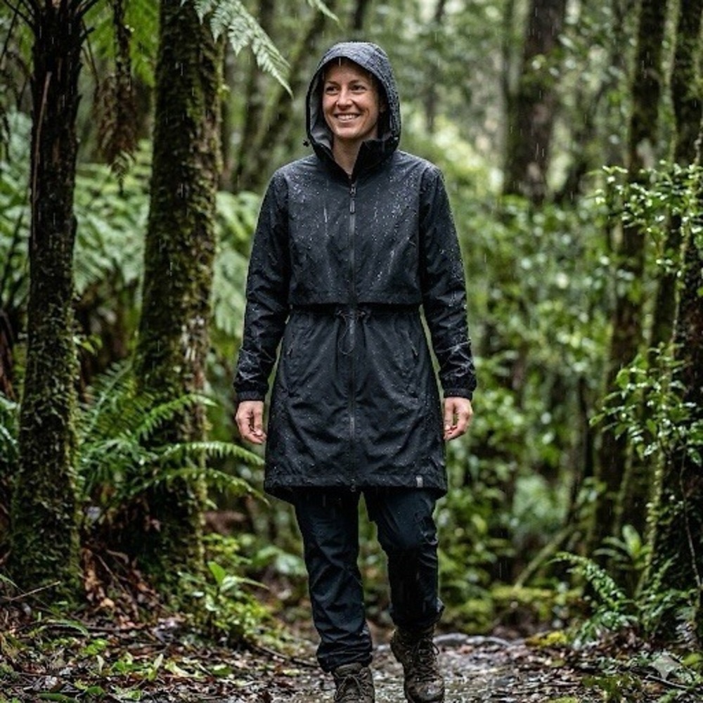 LL Bean Women's Meridan Rain Coat, Black, Large, New
